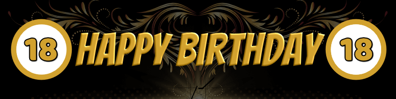 Geburtstagsbanner zum 18. Geburtstag 200 x 50 cm inklusive 4 Ösen Geburtstagsbanner zum 18. Geburtstag 200 x 50 cm inklusive 4 Ösen